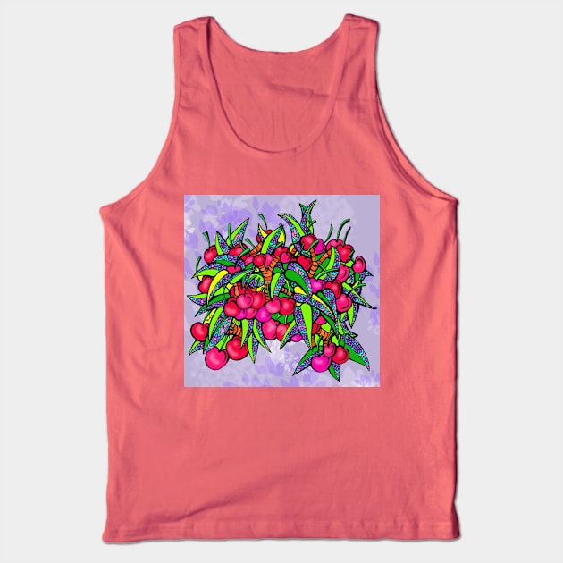 Cherries and Leaves and Flowers Tank Top by RhondaChase